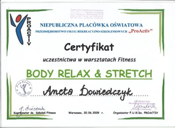 Certyfikat body relax