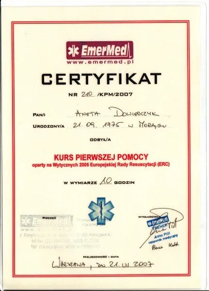 Certyfikat Emermed