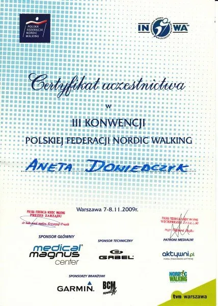 Certyfikat konwencja PFNW