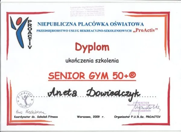 Certyfikat Senior GYM